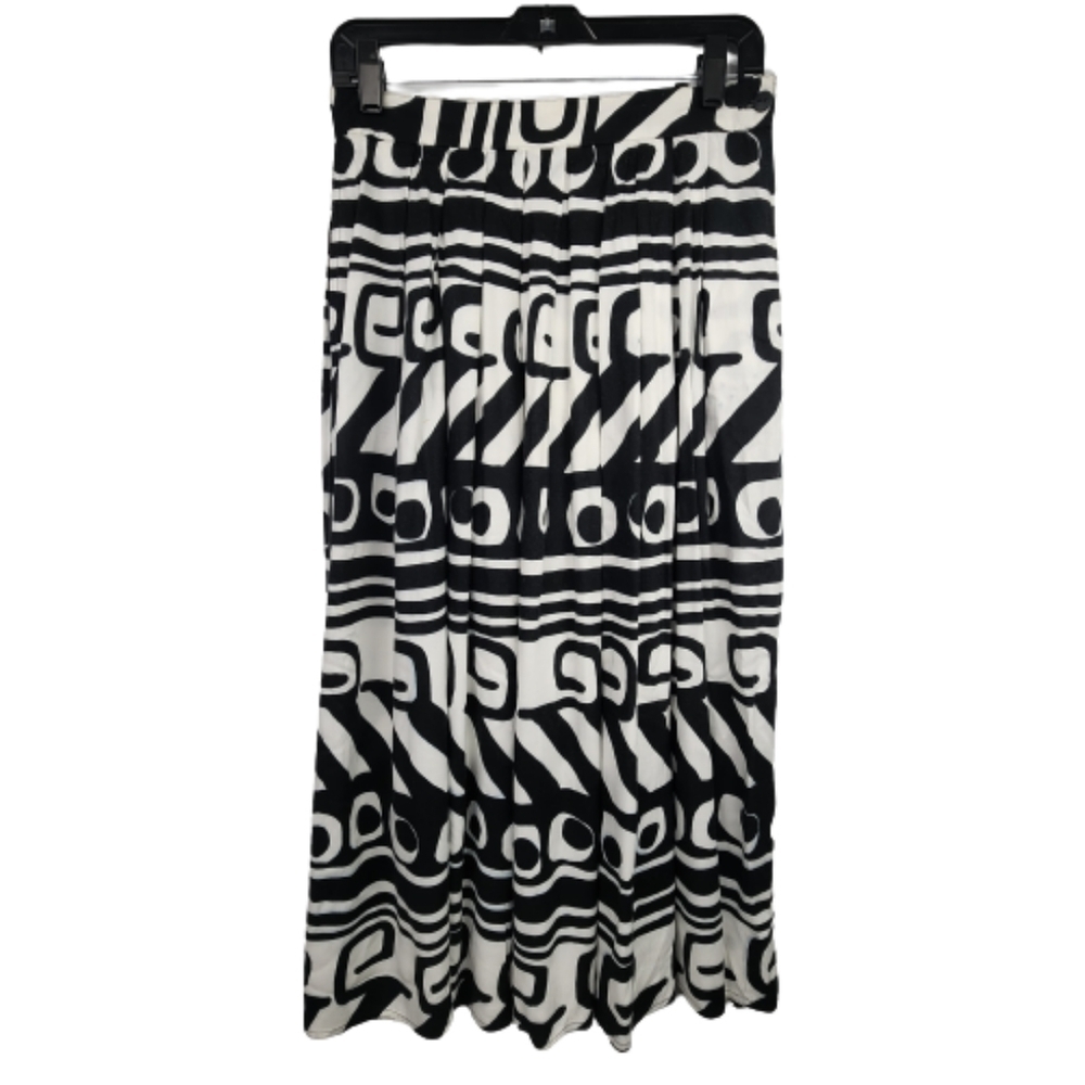 Vintage Rafaella Pleated Black And White Patterned Skirt Size 12